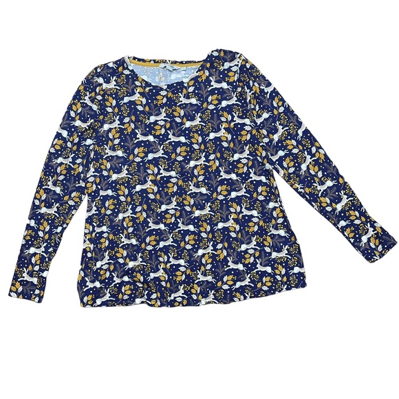 Boden Tops - Boden Top 6 Navy Libby Field Hare Rabbit Novelty Print 3/4 Sleeve Tshirt